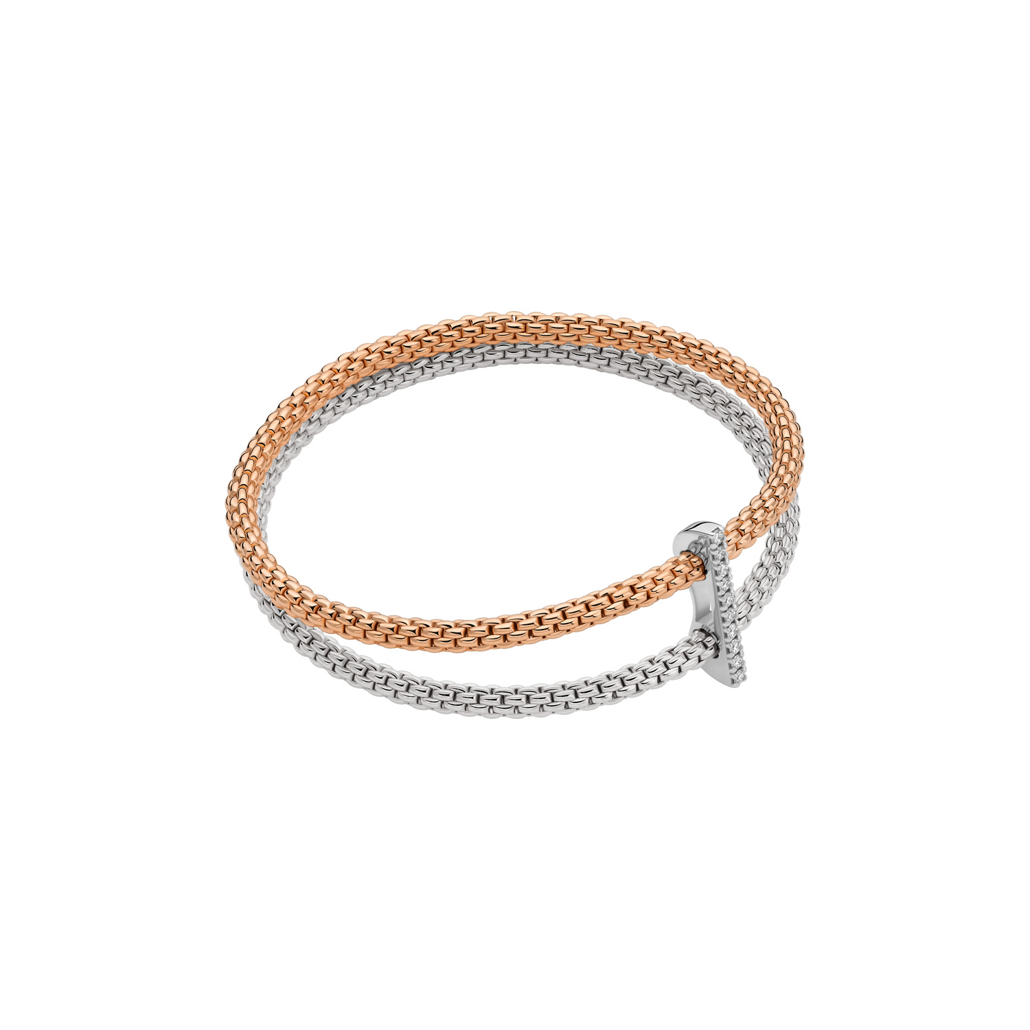 Doppeltes mesh-armband mit diamantpavé