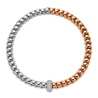 Zweifarbige Halskette mit PAVE Diamanten