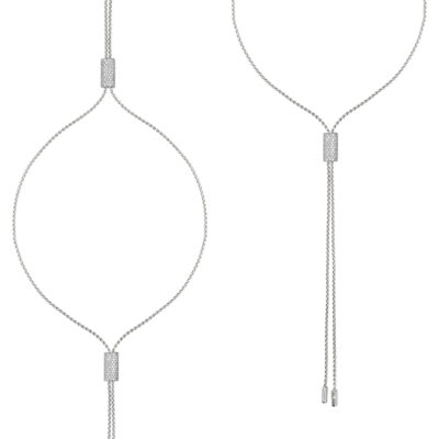 Doppelseitige Halskette mit Diamant-Pavé und Schiebern